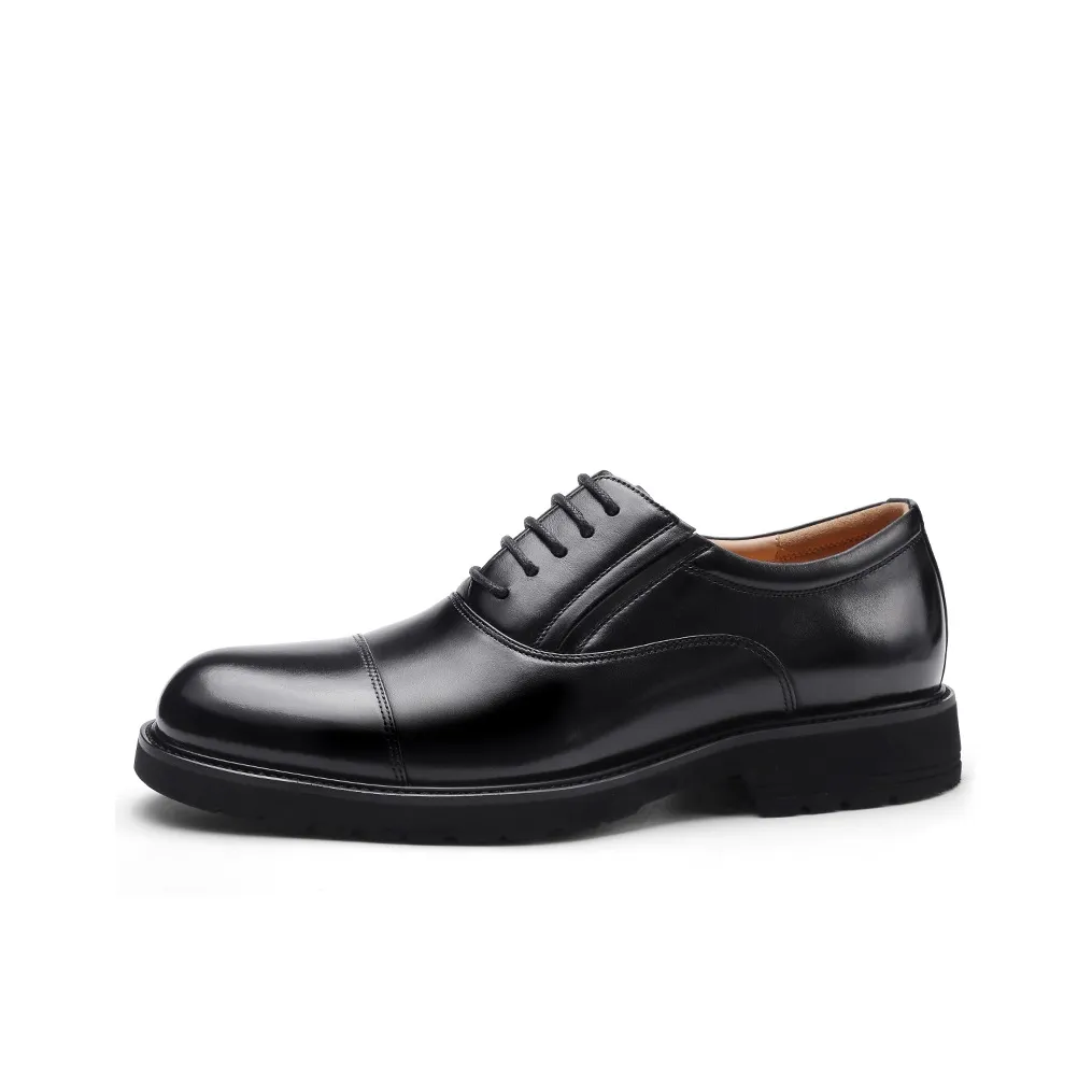 Strongman 3515 Three Strap Leather Shoes For Men Breathable Dress Shoes Three Section Head Derby Shoes