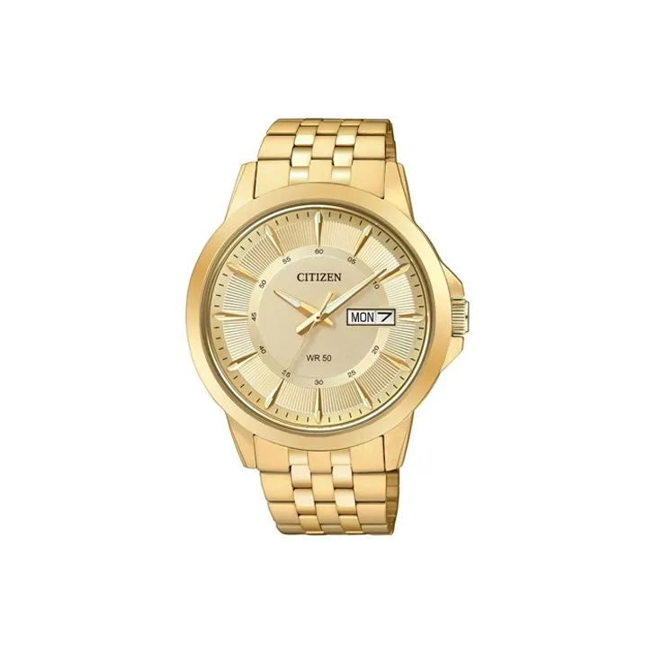 CITIZEN Кварцевый механизм нержавеющая сталь ремешок мужские часы золотой циферблат