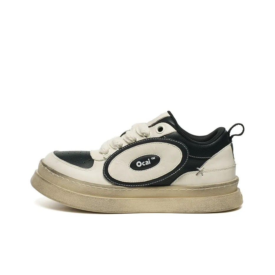 Ocai Anti Slip And Wear Resistant Height Increasing Low Top Skateboard Shoes Unisex Black White