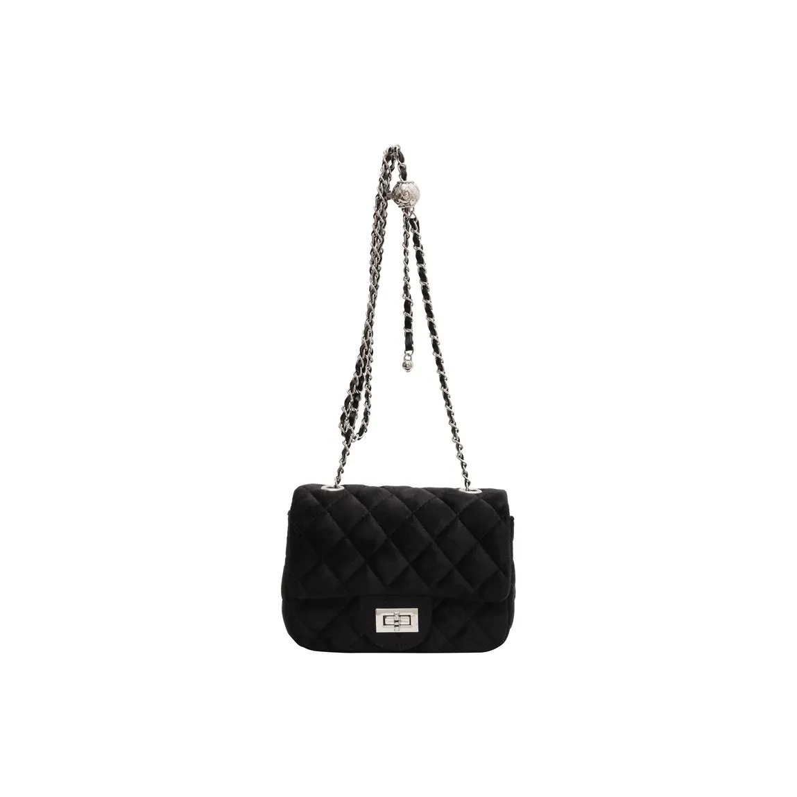 NOMK Velour Small Square Bag Shoulder Bag, Crossbody Bag Regular Women's Black/Brown/Pink