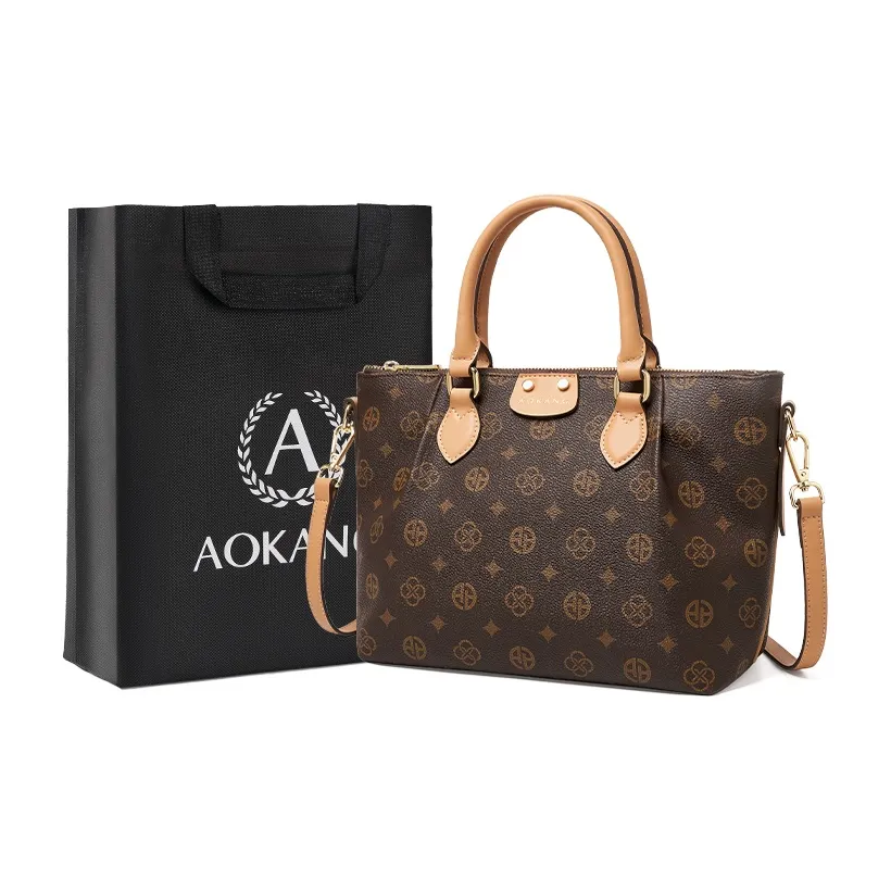 AOKANG PVC Тоут Сумка на плечо Сумка для мамы Сумка Винтажная сумка Сумка для мамы Сумка через плечо Большая женская сумка Кофейная