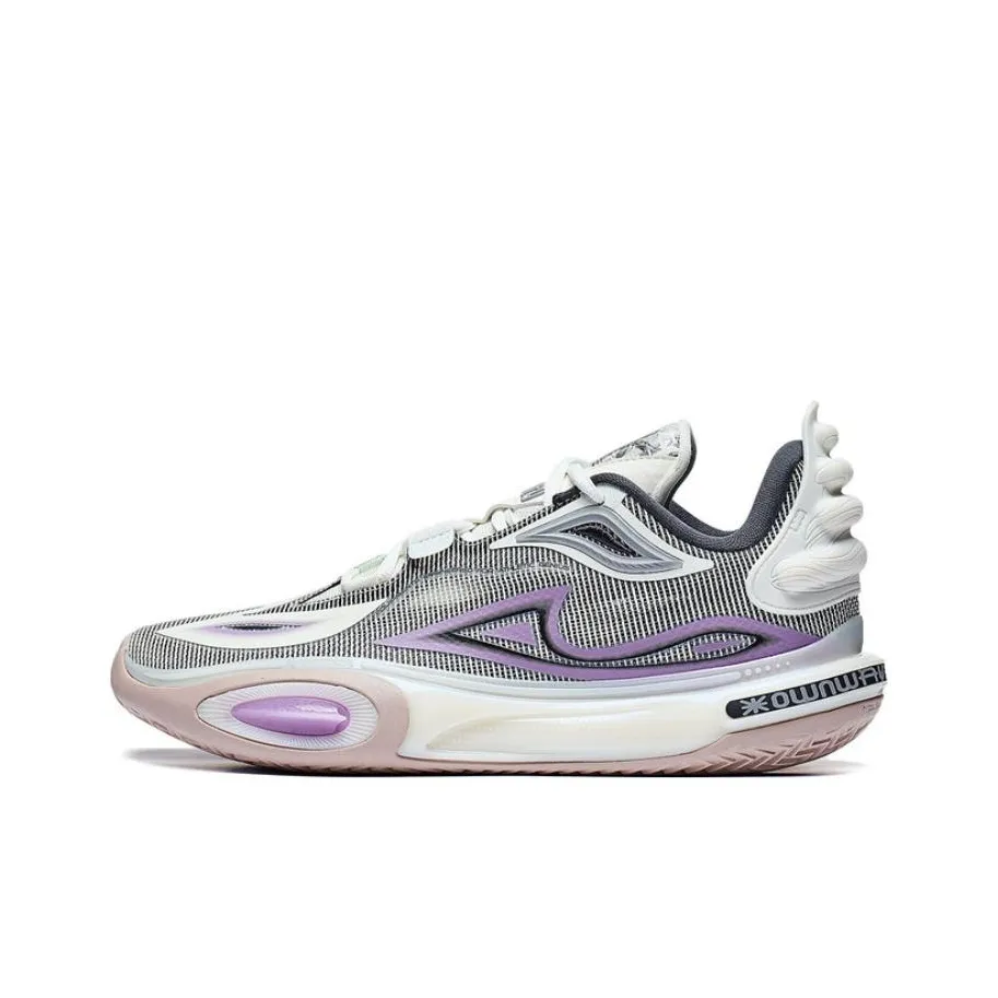 LiNing All City 11 V2 Kids & Youth Cushioning, Wear Resistant Low Top Basketball Shoes Unisex White Purple