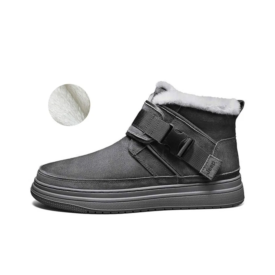 Jeep Warm Fleece Lined Padded Shoes Short Snow Boots Men's Dark Gray