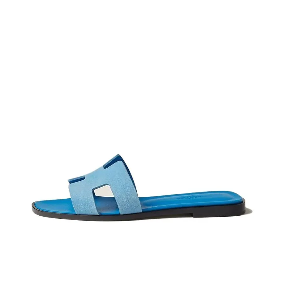HERMES Oran Rubber Sole Antibacterial Slide Slippers Women's Blue