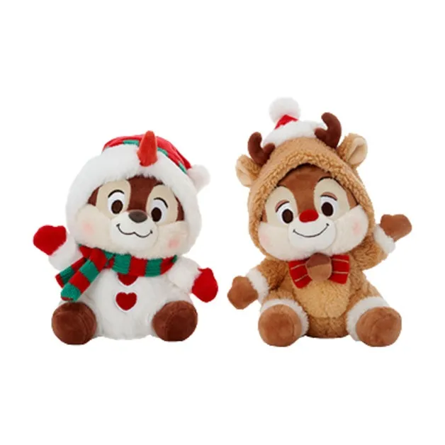 Disney Winter 2023 Mickey And Friends Chip 'N Dale Snowman & Deer Dolls Plush Doll 15.5cm High
