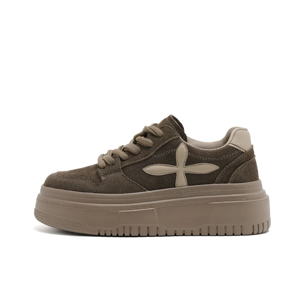 UNCLEWEN Skateboard Shoes Women's Low Top Cappuccino, Maple Caramel
