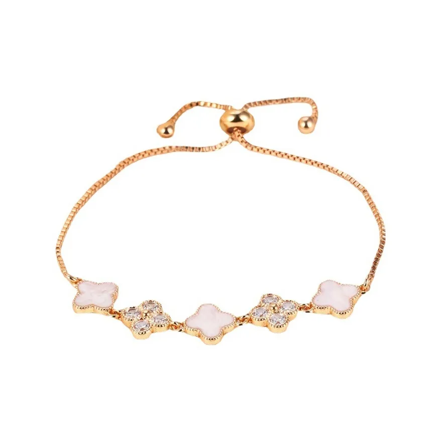 UTD Жемчужная раковина Four Leaf Clover с цирконом женские браслеты