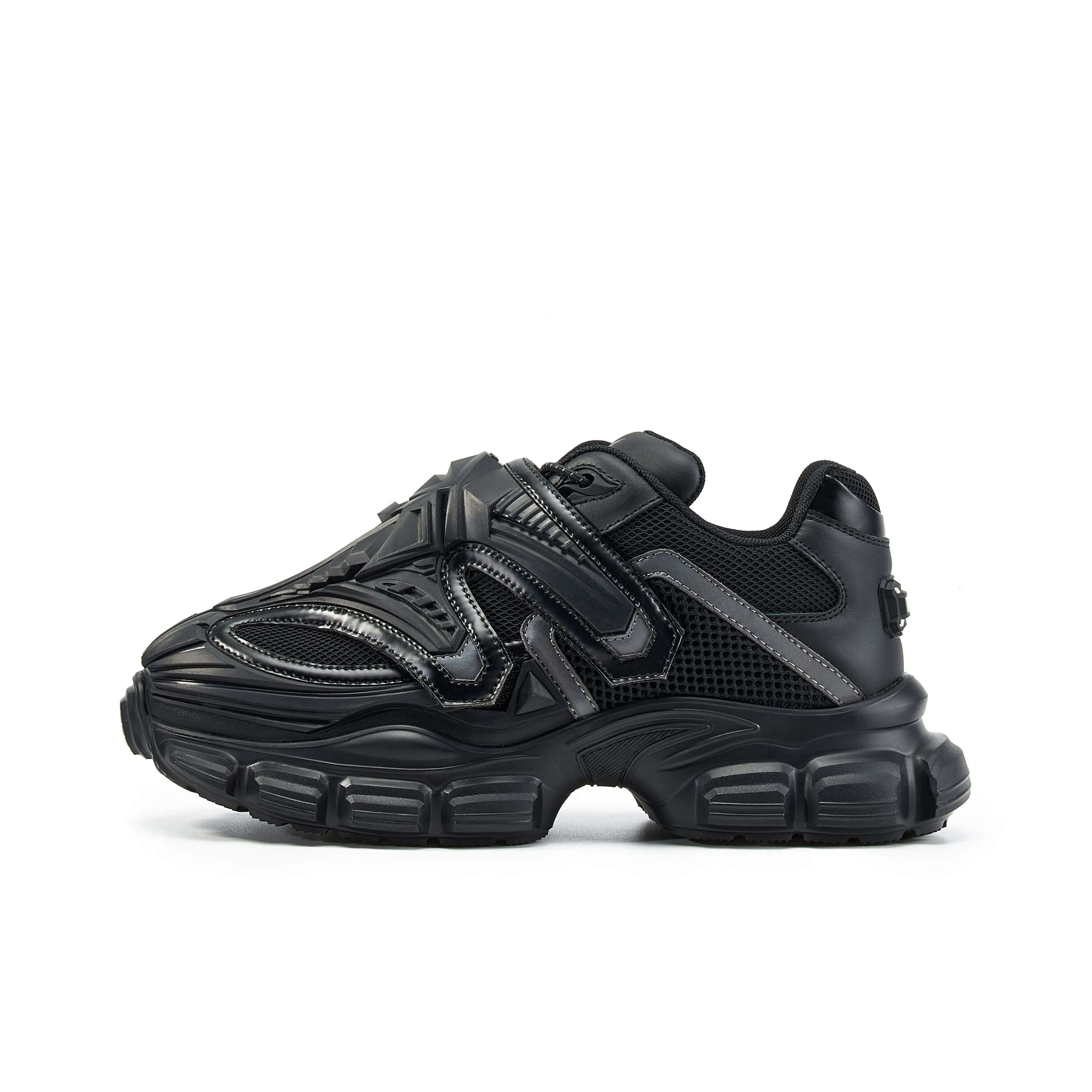 OGR Черный воин G2 Коллекция Низкий топ Толстая подошва Кроссовки Унисекс Угольный черный