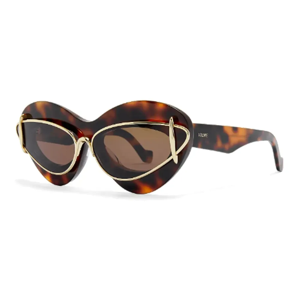 LOEWE Acetate Metal Irregular Shape Sunglasses Unisex Brown