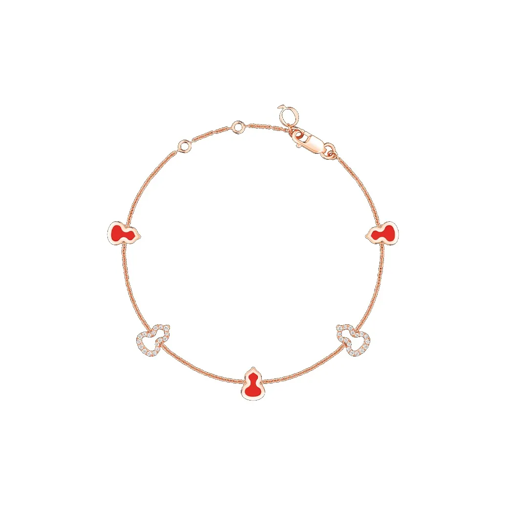 Qeelin 18K Rose Gold, Diamond, Red Enamel Bracelets Women's Rose Gold