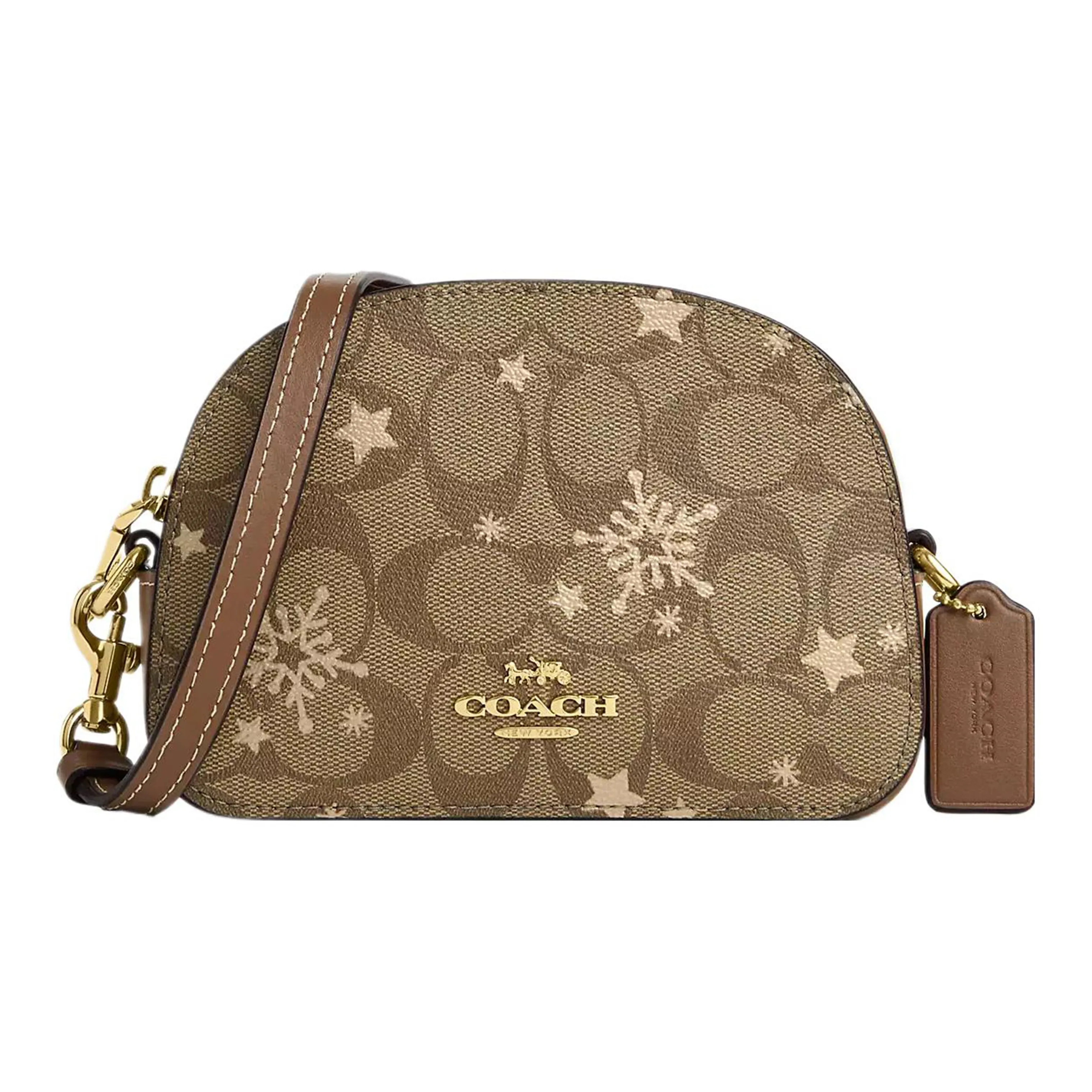 COACH Serena Canvas With Leather Camera Bag, Shoulder Bag, Crossbody Bag Trumpets Women's
