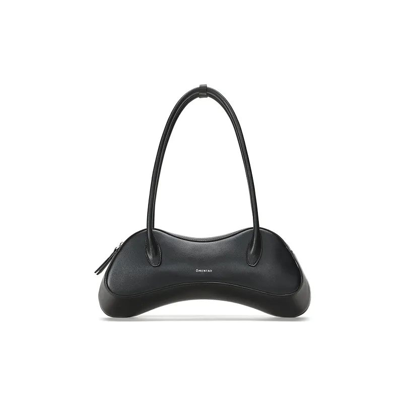 Omentar Cow Leather Controller Baguette Bag One Shoulder Handbag Medium Size Women's Zijiang Black/White