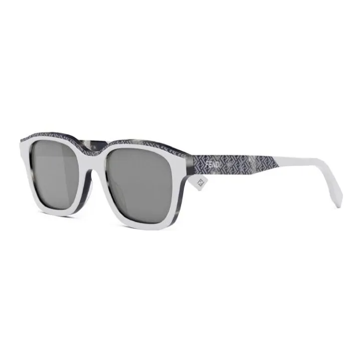 FENDI Plate Frame Irregular Shape Sun, Glass Men's Silver