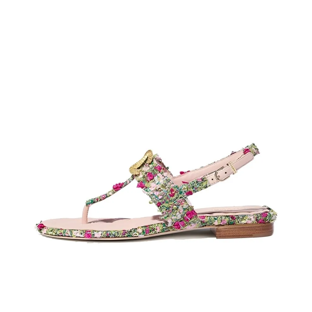 CHANEL Strap Sandals Women's Green Pink Red White