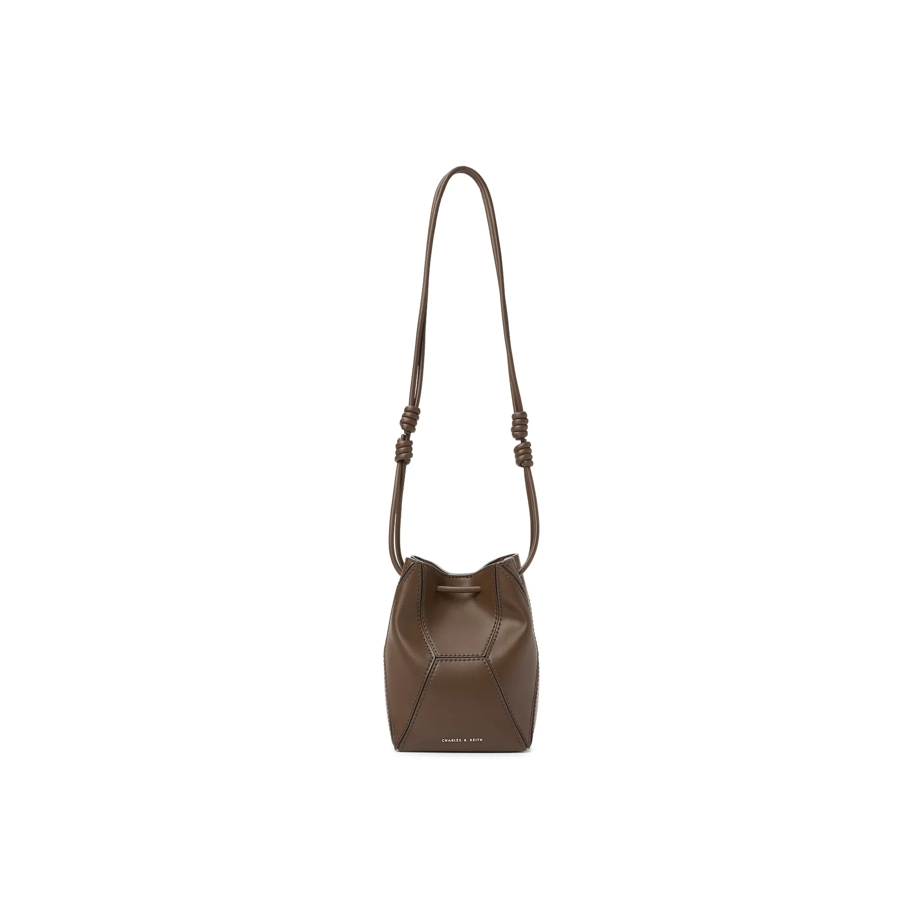 CHARLES&KEITH PU Bucket Bag Crossbody Bag Trumpets Women's Dark Brown/Noir Black/Multi Composite Color