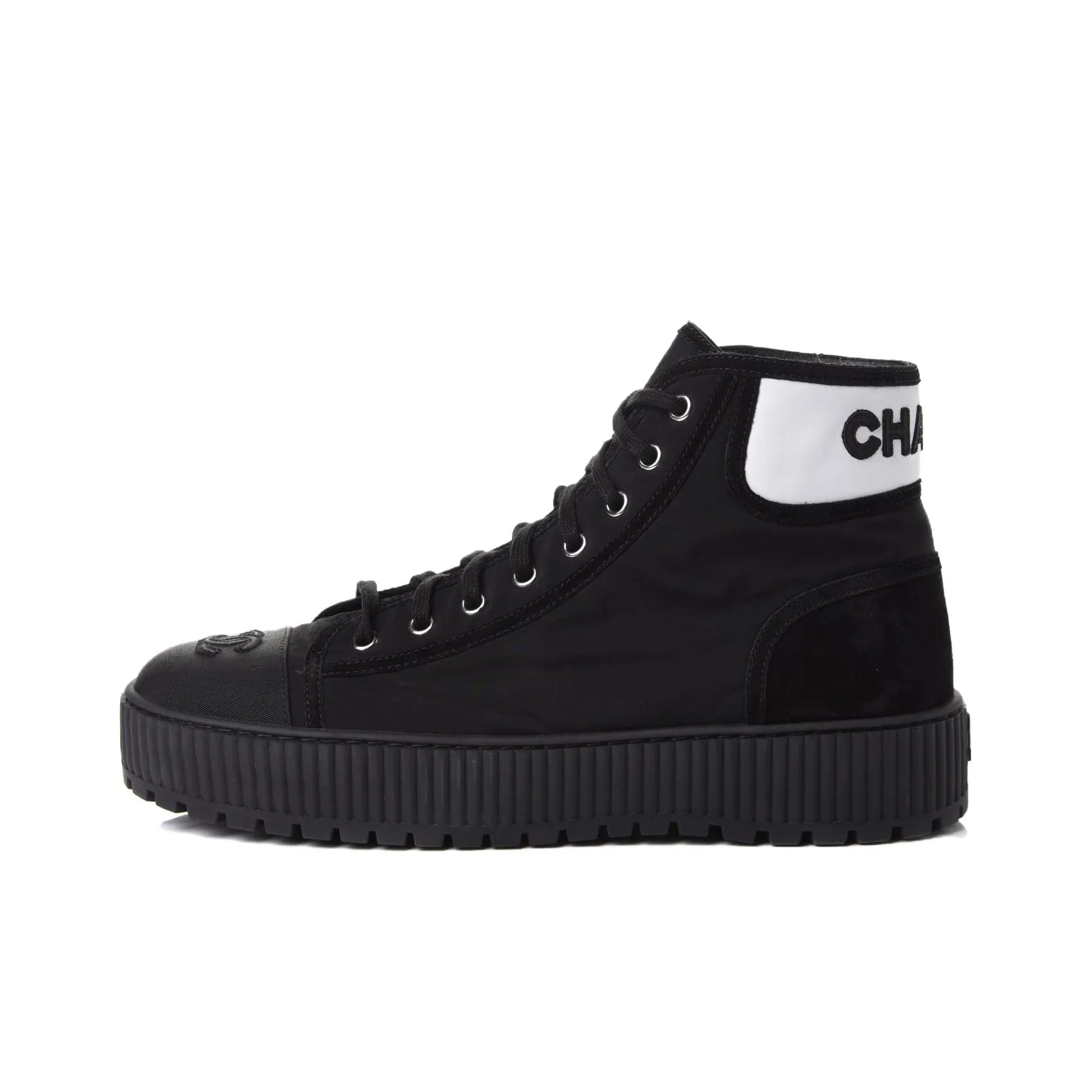 CHANEL High Top Stylish Skateboarding Shoes Women's Black