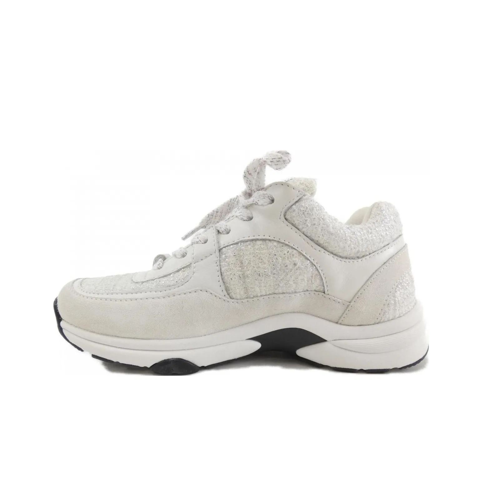CHANEL Women's Cc Logo Sneaker 'White Silver' Women's
