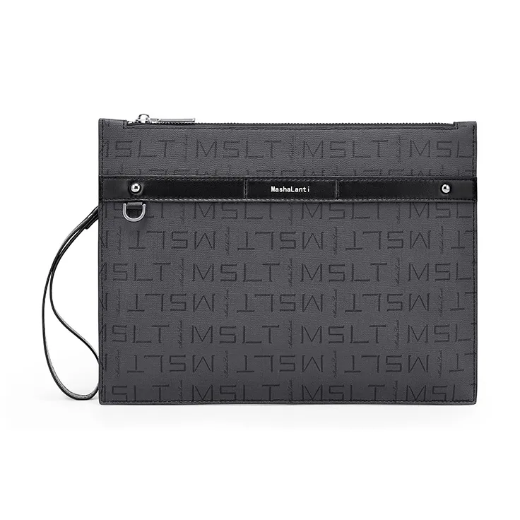 MashaLanti PVC With Microfiber Synthetic Leather Clutch Regular Men's Dark Gray