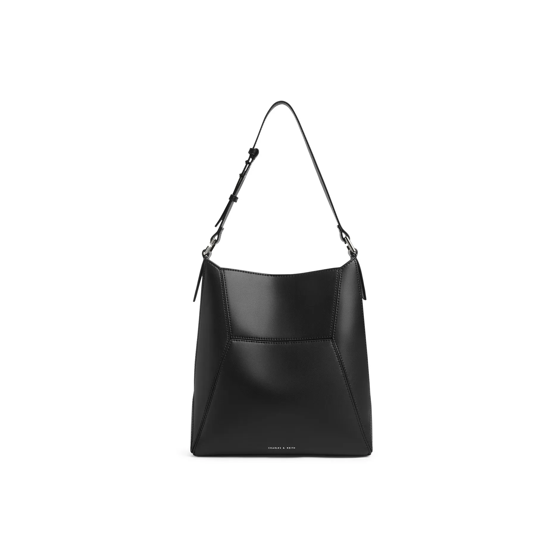 CHARLES&KEITH PU Tote Shoulder Bag Large Size Women's Noir Black/Dark Brown/Multi Composite Color