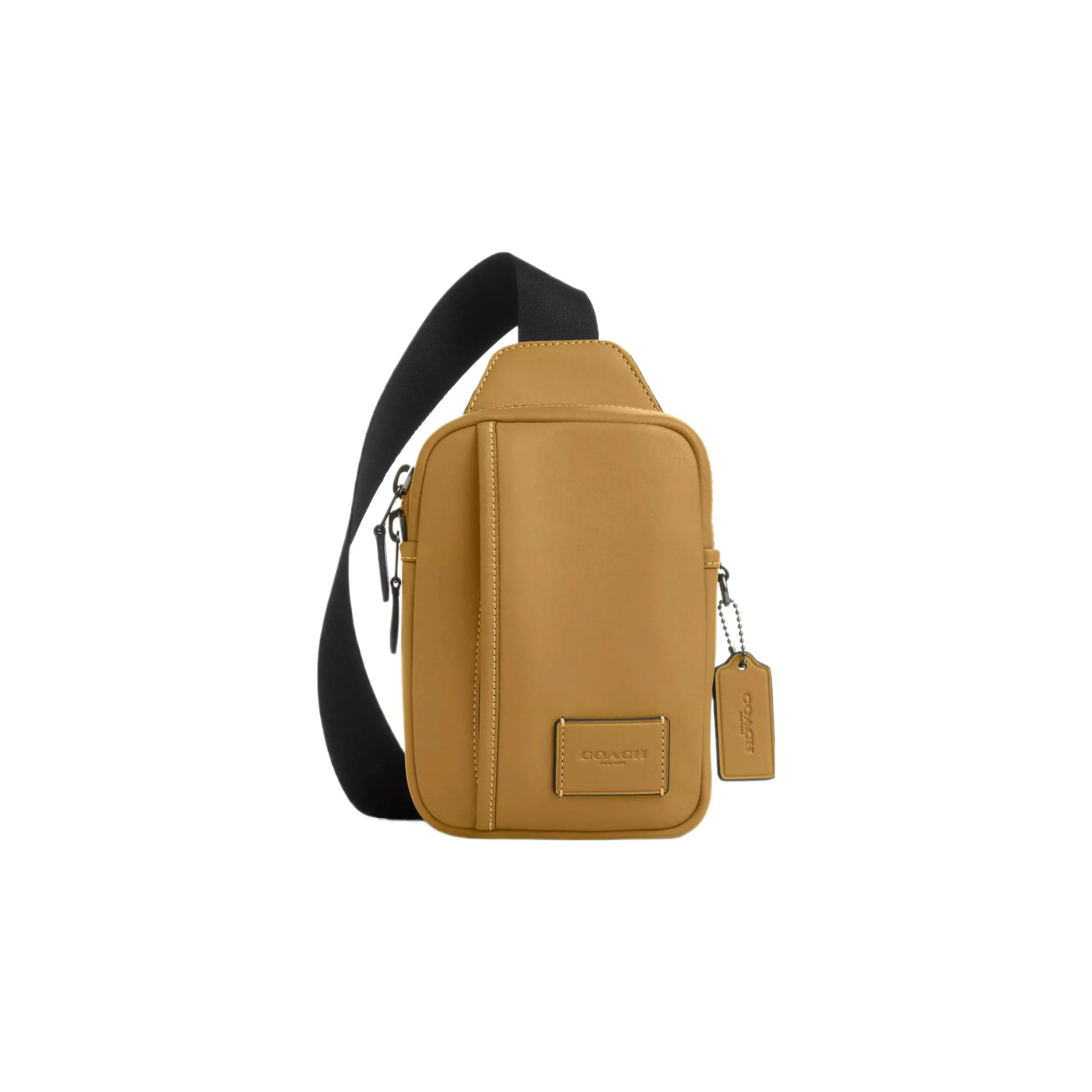 COACH Calfskin One Shoulder Crossbody Fanny Pack Sling Bag Mini Men's Bronze & Linen