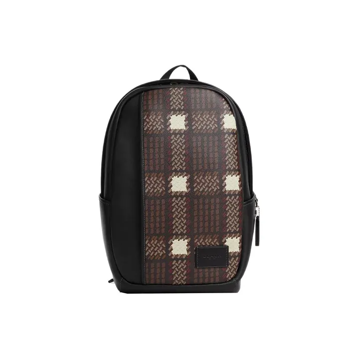 COACH Edge Coated Canvas With Calfskin Backpack Regular Men's Black & Bronze