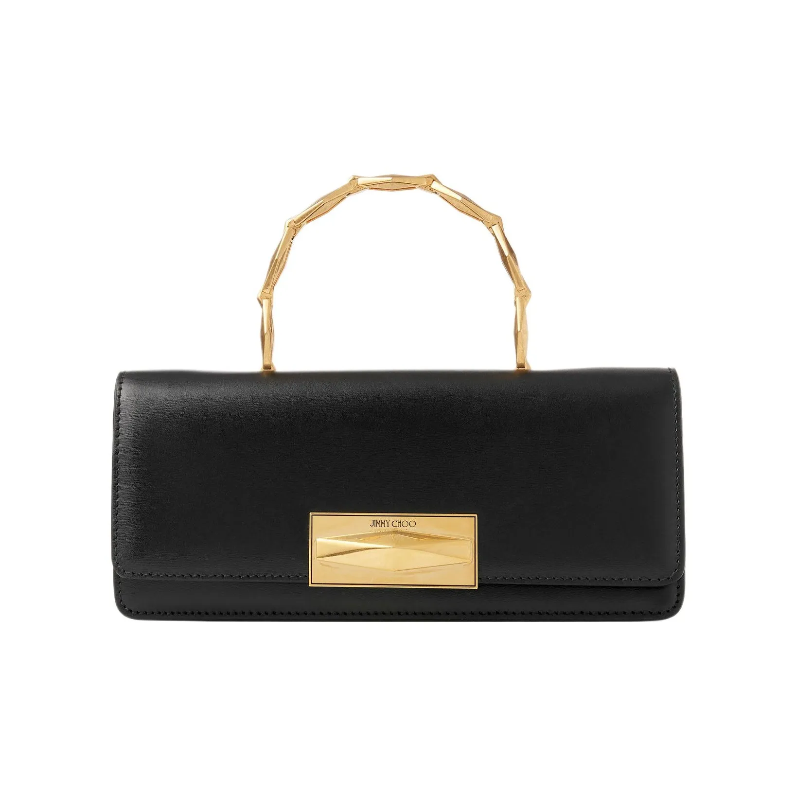 Jimmy Choo Diamond Box Leather Baguette Bag Handbag Women's Black