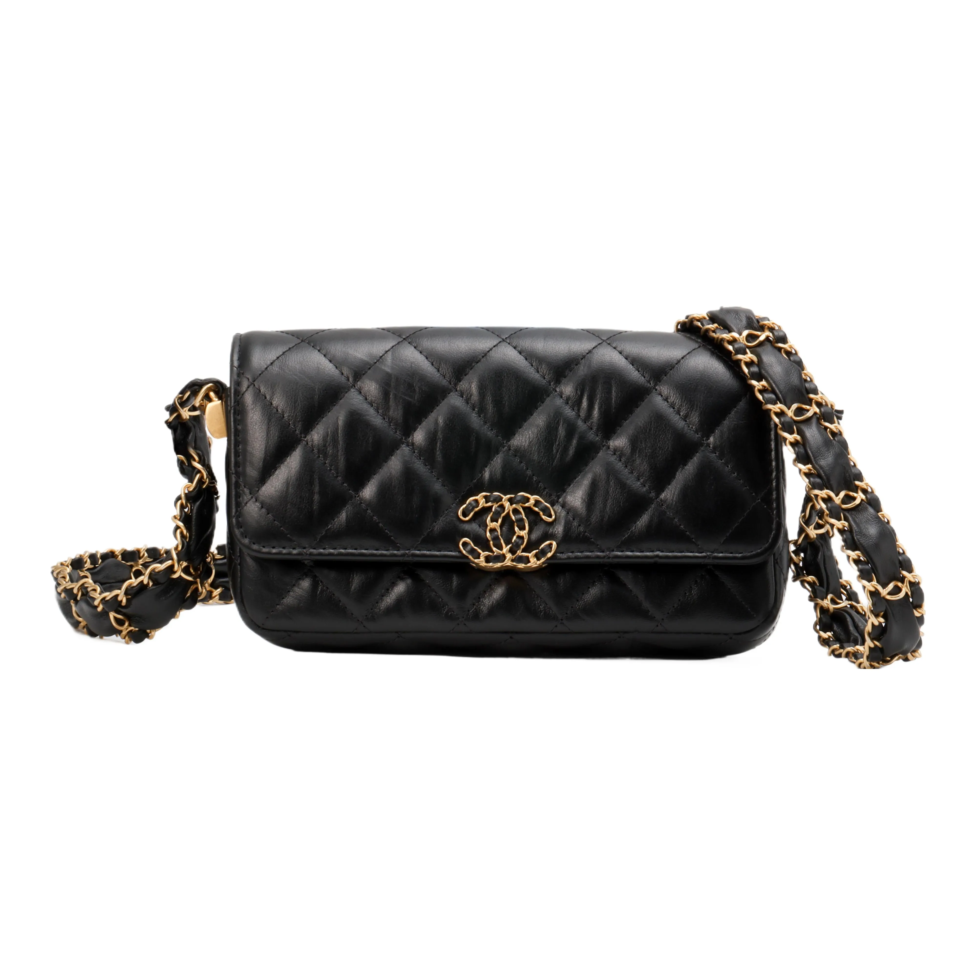CHANEL Cow Leather Flap Bag, Shoulder Bag, Crossbody Bag Women's Black