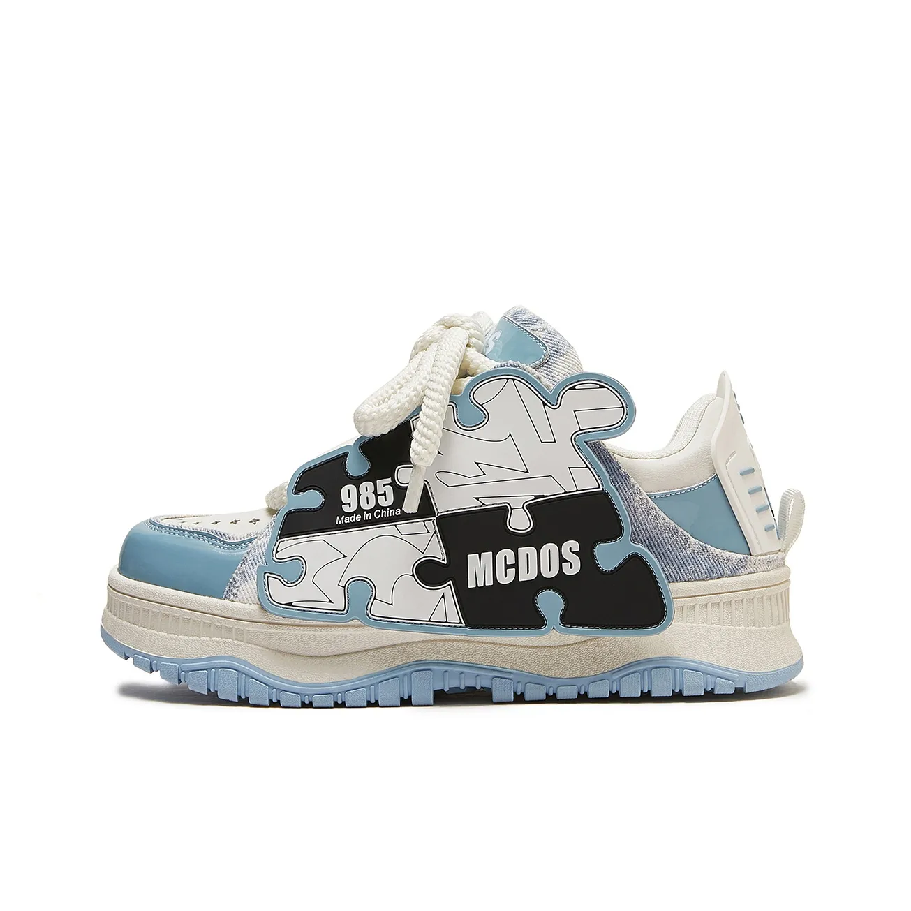 MC DOS Puffy Shoes Anti Slip Wear Resistant Low Top Skateboard Shoes Unisex Azure