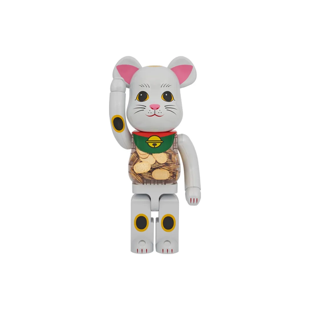 BE@RBRICK 1000% Gold Coin Lucky Cat Collection Oval White Gold Plated Trendy Figures 70cm