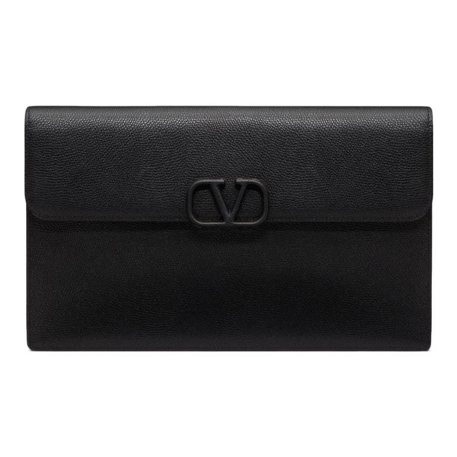 Valentino VSLING Calfskin Clutch Tubas Women's Black