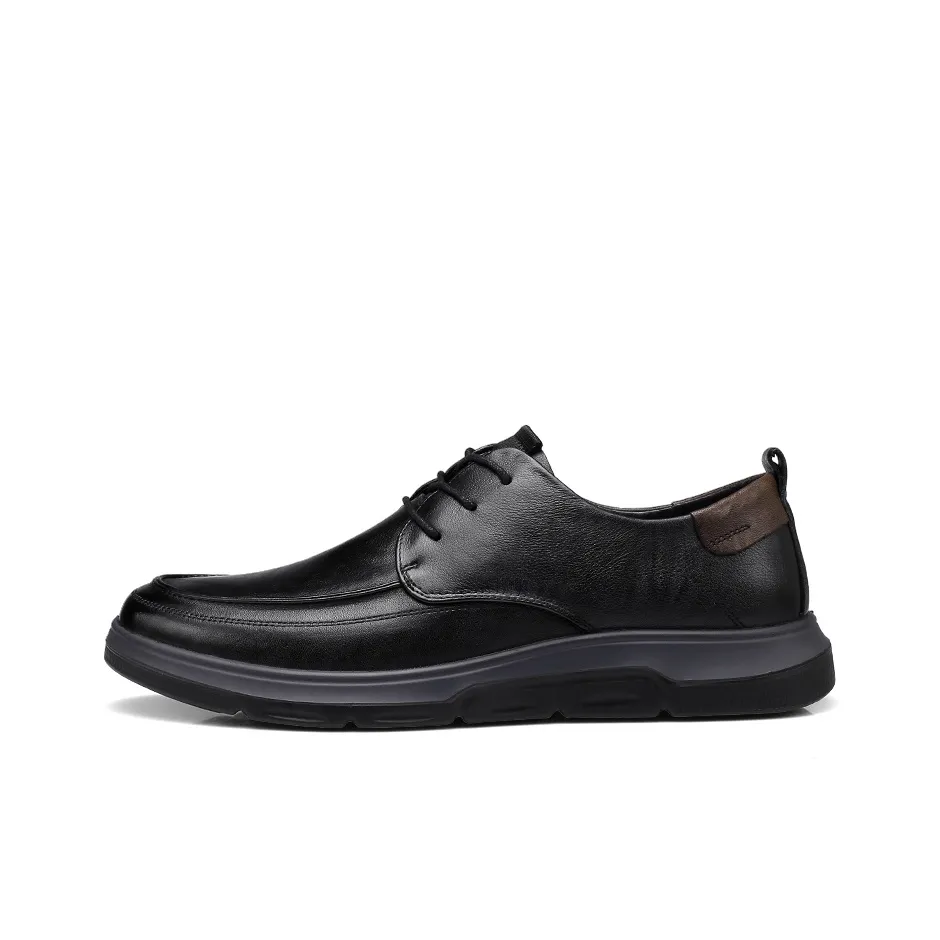 Strongman 3515 Men's Casual Leather Shoes Comfortable Platform Commute Youth Round Tip