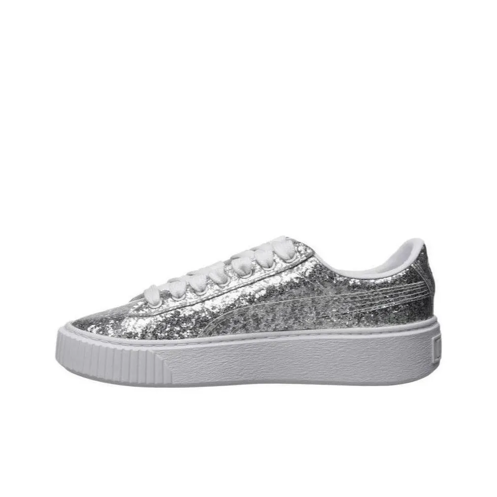 PUMA Basket Strap Glitter 'Silver' Women's