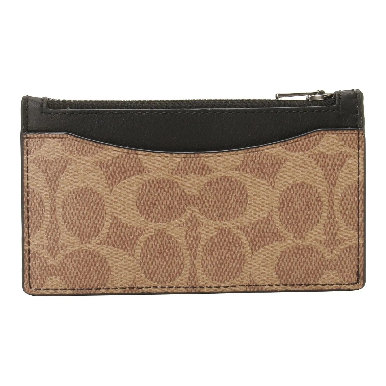 COACH Карточный чехол Холст Кожа Карта Заколка Кошелек Держатель Мужской Хаки и Черный