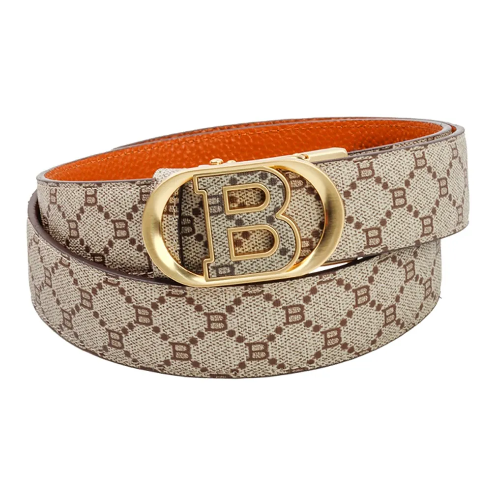 NINE NAIL Top Grain Cow Leather Genuine Leather Automatic Buckle Men's Belt Men's Width 3.5cm