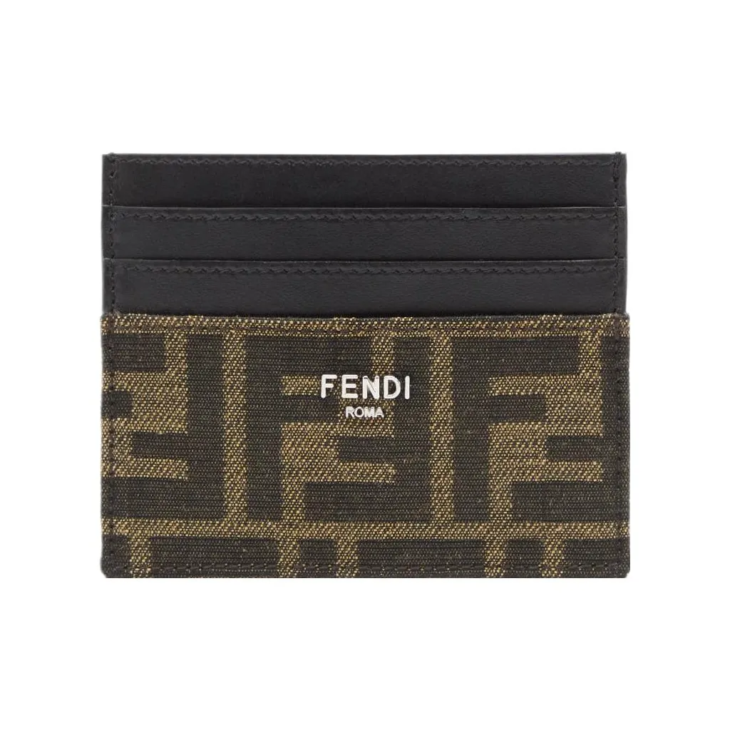 FENDI ROMA Calfskin Card Holder Men's Brown