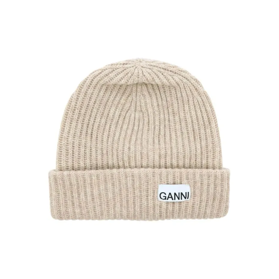 GANNI Logo Patch Oversized Beanie