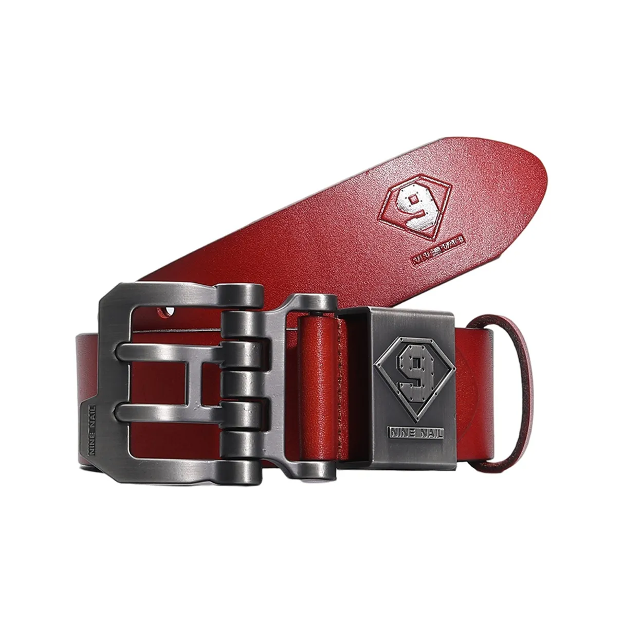NINE NAIL Top Grain Cow Leather, Genuine Leather Men's Belt Men's Width  3.8cm