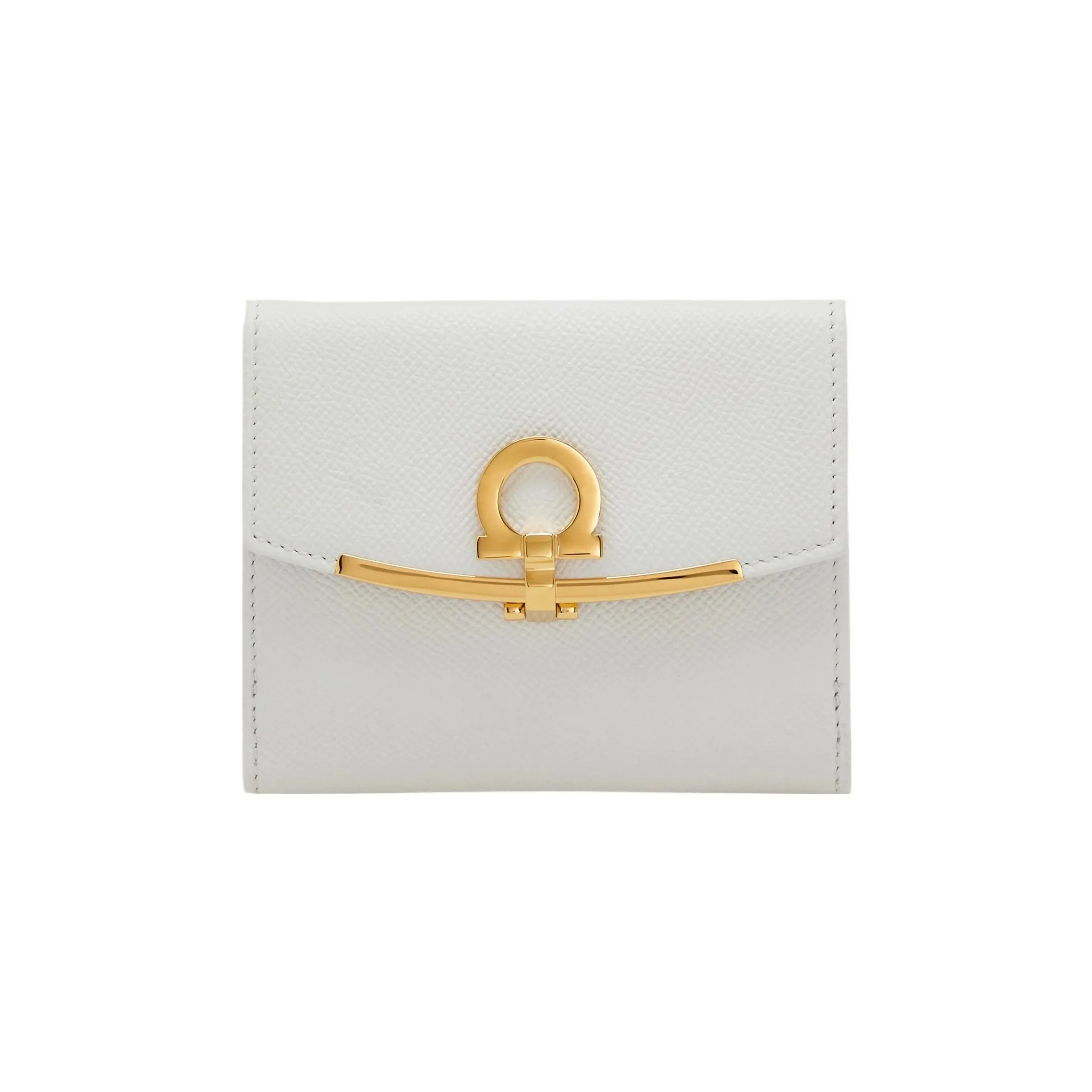 FERRAGAMO GANCINI Calfskin Wallet Women's Optical White