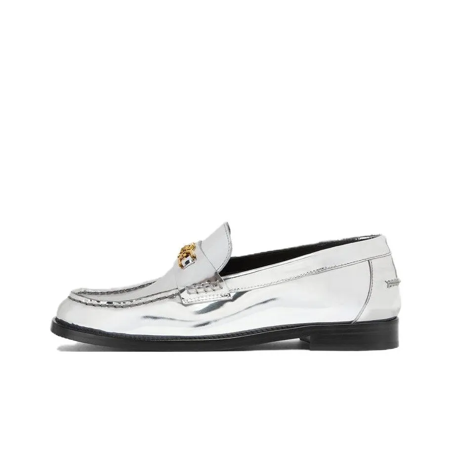 VERSACE Medusa Metallic Leather Loafers