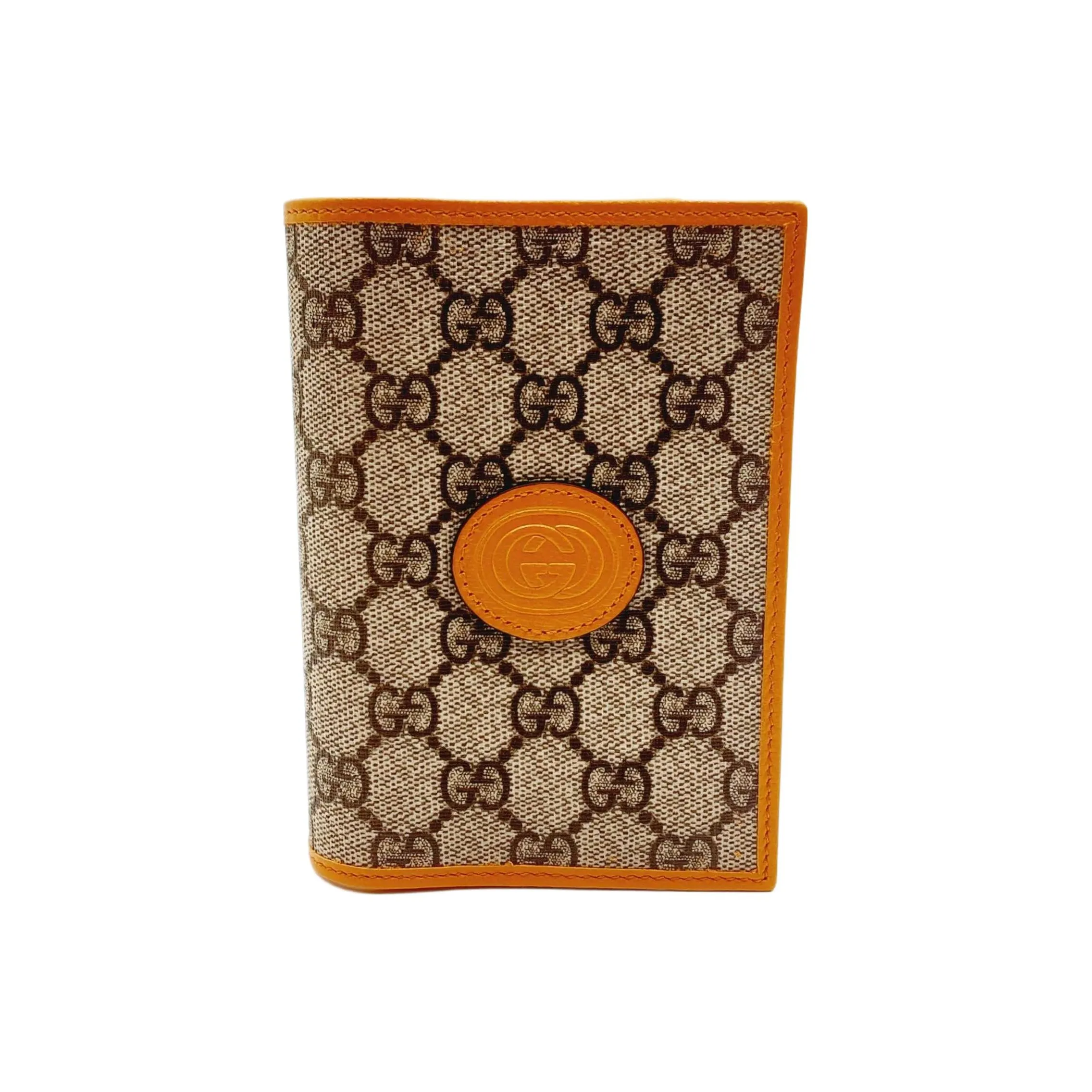 GUCCI Canvas с кожаными вставками комбинированная холщовая сумка держатель для паспорта мужской апельсин