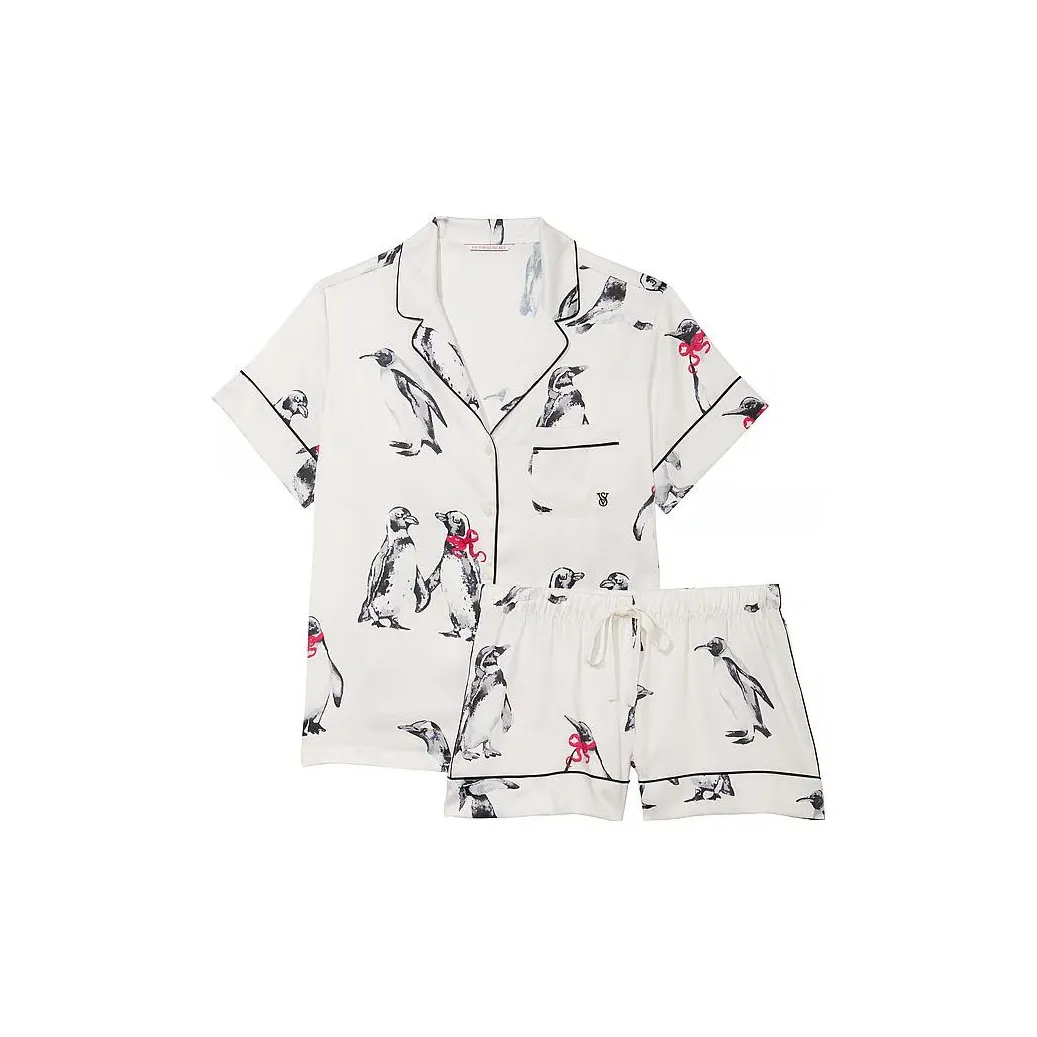 Victoria's Secret Satin Short Pajama Set Pajama Set Women's Coconut White Penguin