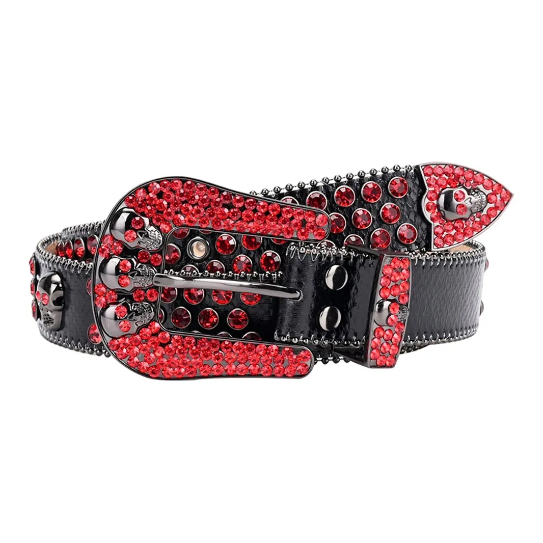 NINE NAIL 9 Section Spike Vintage Trendy Y2K Pin Buckle Stud Rhinestone Embellished Belt Belt Unisex Width  3.8cm