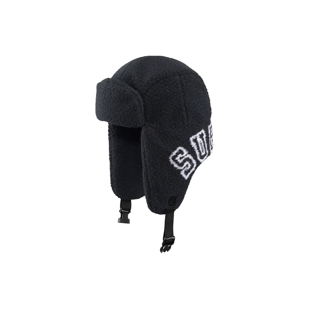Supreme Смесовая шерсть Шапка-ушанка Унисекс Черная