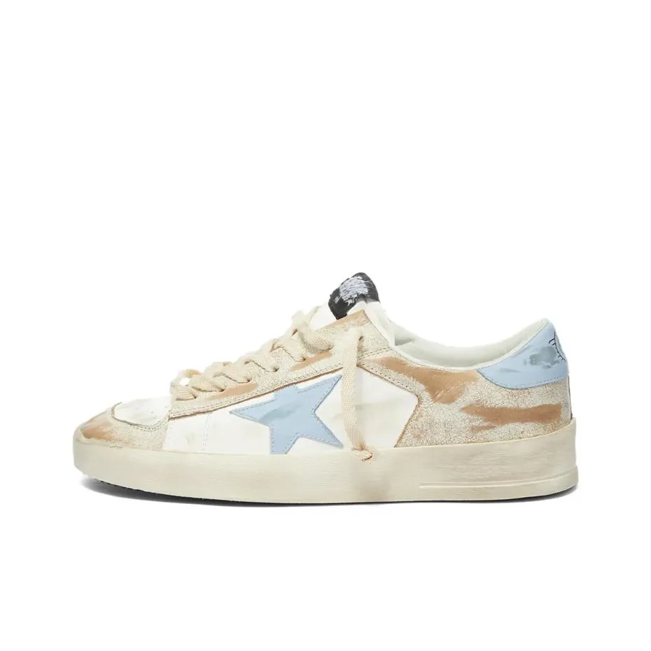 Golden Goose Stardan Stylish Skateboarding Shoes Men's White Blue Vintage Version