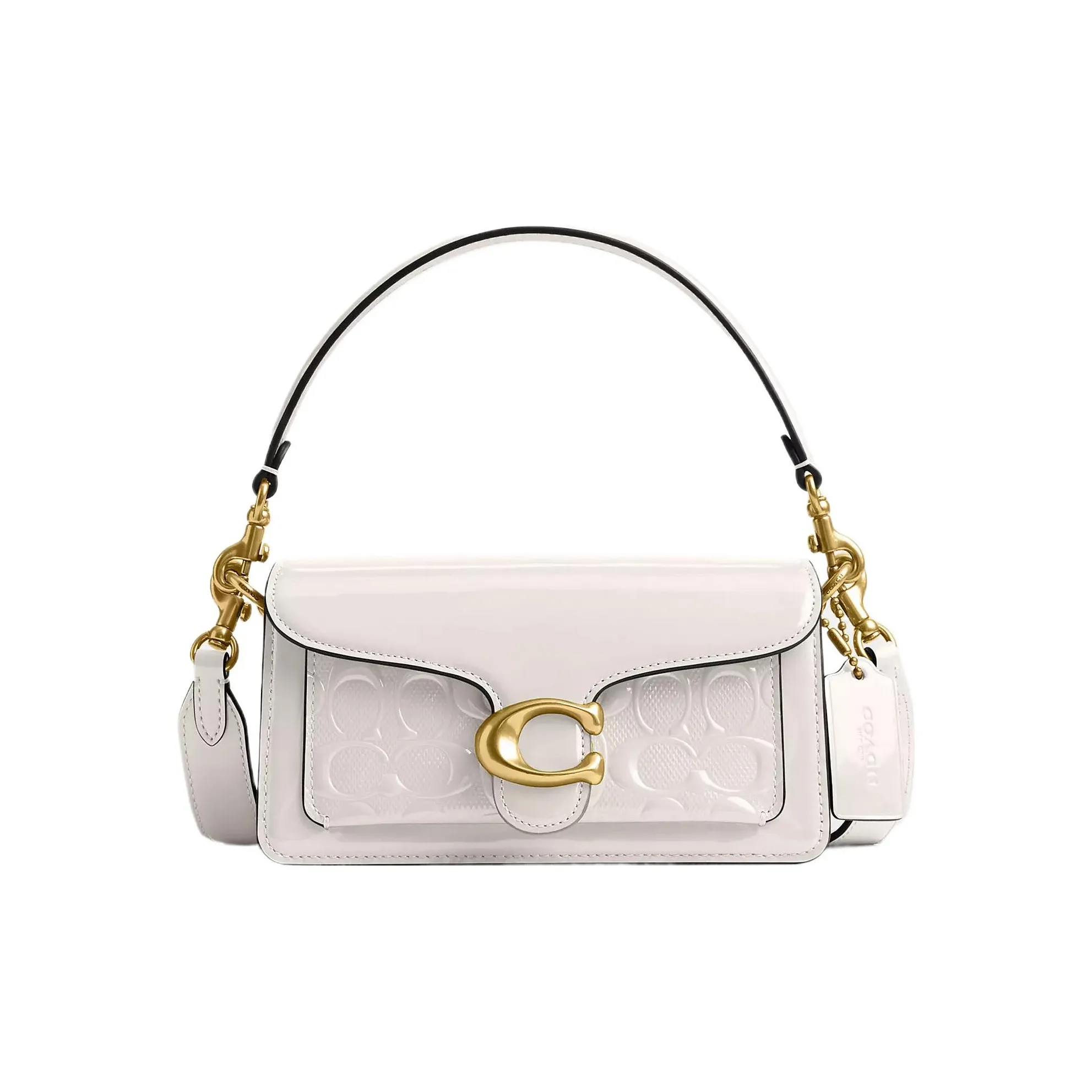 COACH Tabby Patent Leather Handbag Shoulder Bag Small Size Women's White