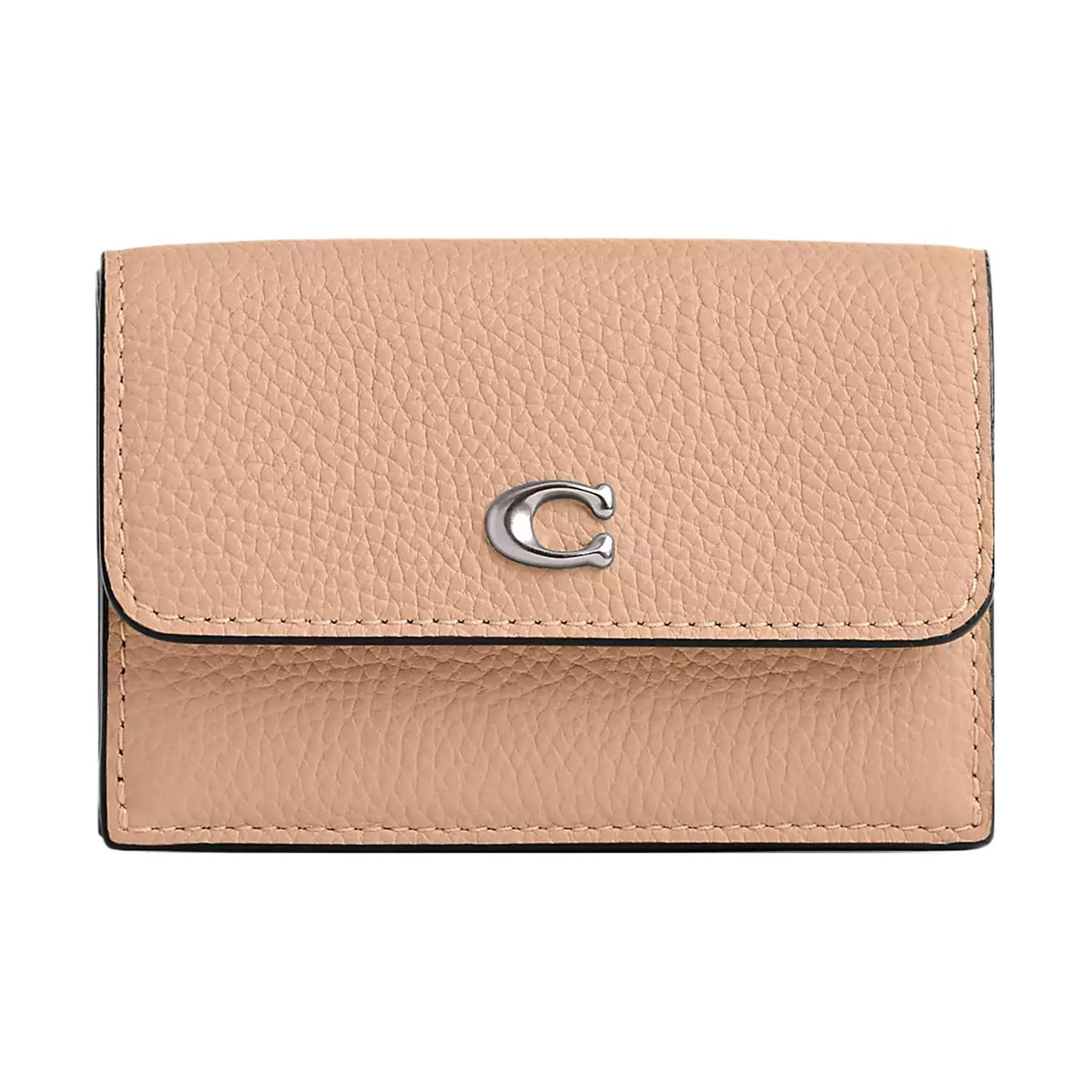 COACH Trifold Wallet Галька Кожа Мелочь Кошелек Кошелек Мини Women's Silver Светло-желтый
