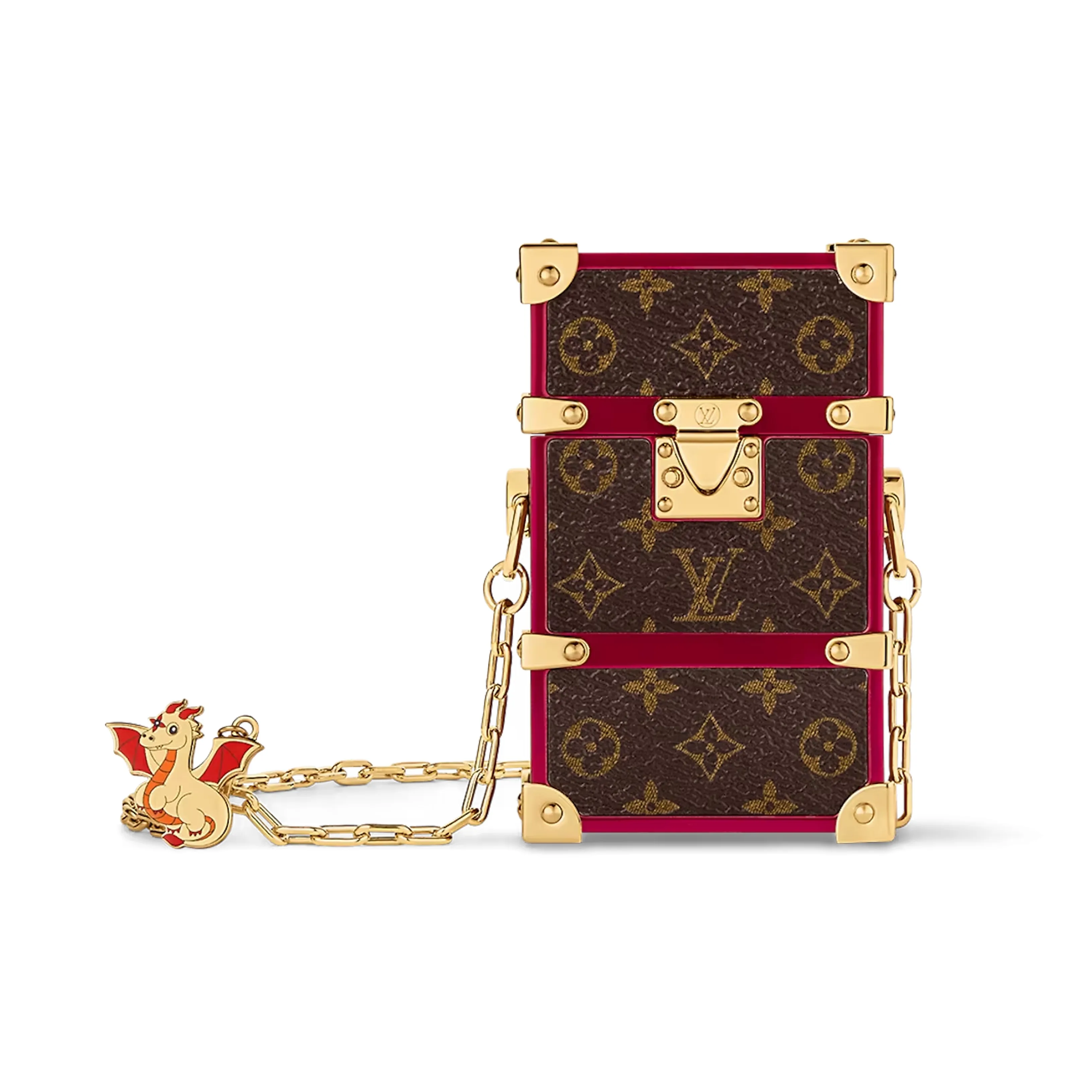 LOUIS VUITTON Trunk Monogram Coated Canvas Shoulder Bag, Crossbody Bag Women's Brown & Burgundy