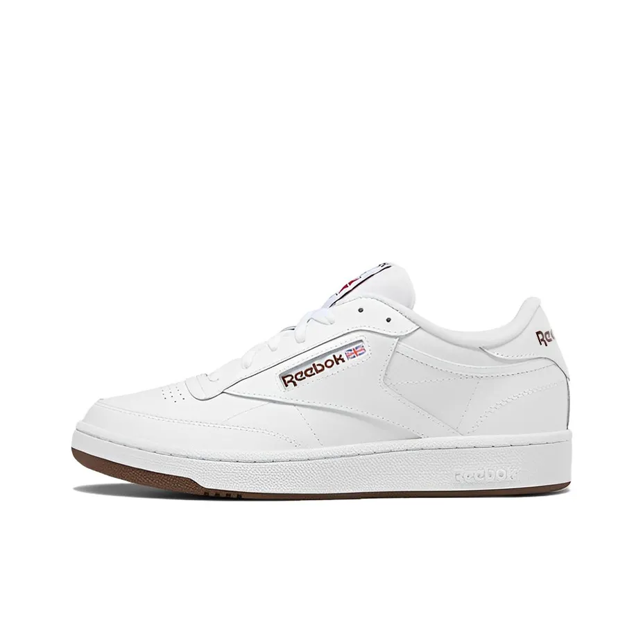 Reebok CLUB C 85 Slip-Resistant Abrasion-Resistant Low-Top Skateboard Shoes Men's White Brown
