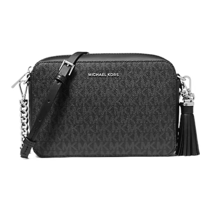 MICHAEL KORS Ginny Leather Shoulder Bag, Crossbody Bag Medium Size Women's Black