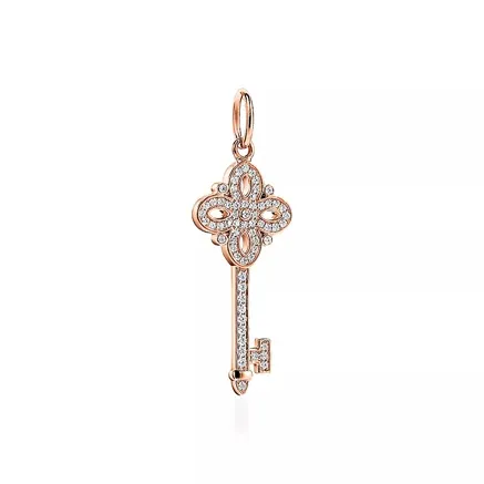 TIFFANY & CO. 18K Rose Gold Diamond 0.09 Ct Pendants Unisex Pink